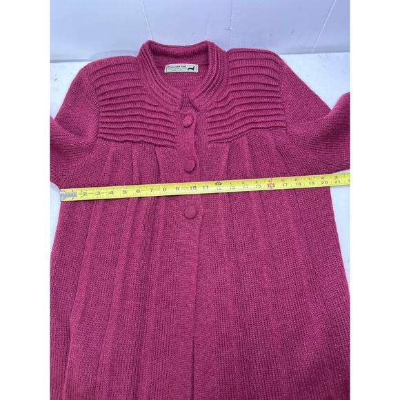 Peruvian Link 100% Alpaca three button long cardigan in Merlot. One Size - Picture 6 of 7